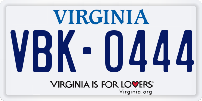 VA license plate VBK0444