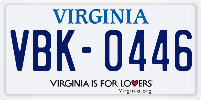 VA license plate VBK0446