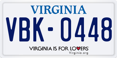 VA license plate VBK0448