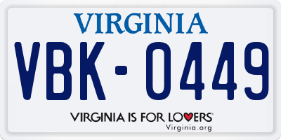 VA license plate VBK0449