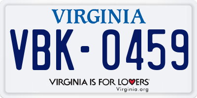 VA license plate VBK0459