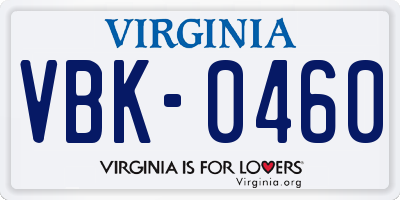 VA license plate VBK0460
