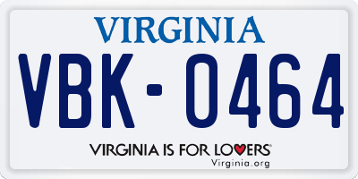 VA license plate VBK0464