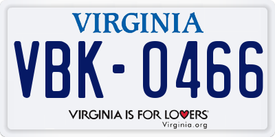 VA license plate VBK0466