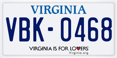 VA license plate VBK0468