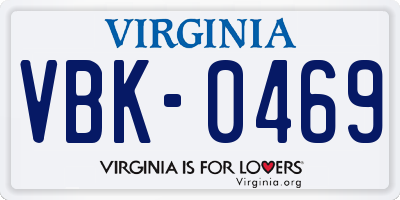 VA license plate VBK0469