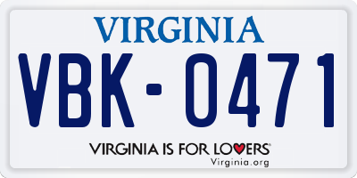 VA license plate VBK0471