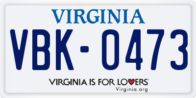 VA license plate VBK0473