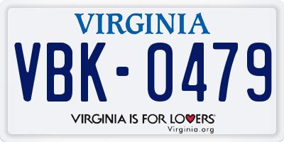 VA license plate VBK0479