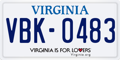 VA license plate VBK0483
