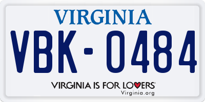 VA license plate VBK0484