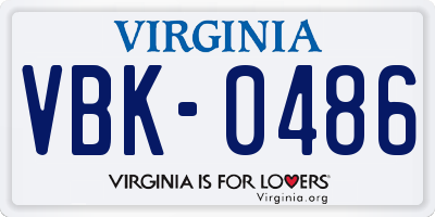 VA license plate VBK0486