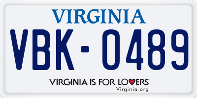 VA license plate VBK0489