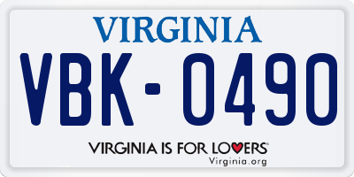 VA license plate VBK0490