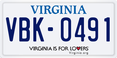 VA license plate VBK0491