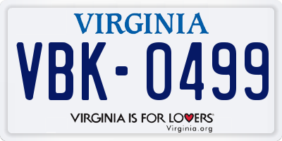 VA license plate VBK0499