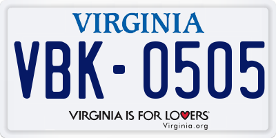 VA license plate VBK0505