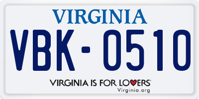 VA license plate VBK0510