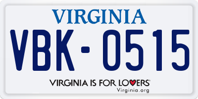 VA license plate VBK0515