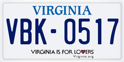 VA license plate VBK0517
