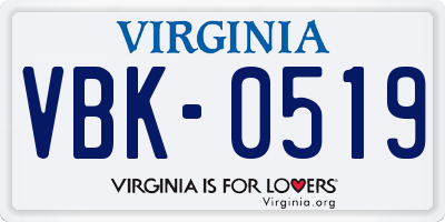 VA license plate VBK0519