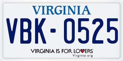 VA license plate VBK0525