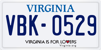 VA license plate VBK0529