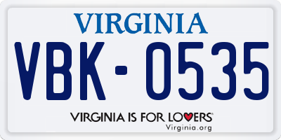 VA license plate VBK0535
