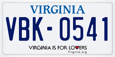 VA license plate VBK0541