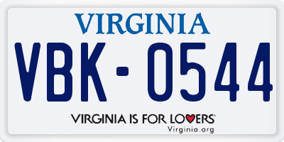 VA license plate VBK0544