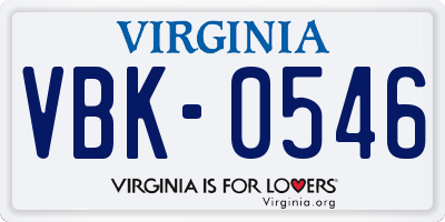 VA license plate VBK0546