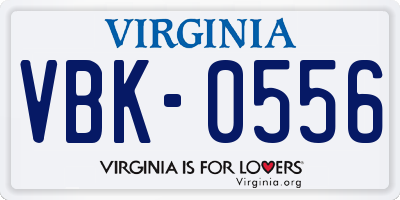 VA license plate VBK0556