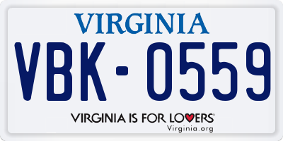 VA license plate VBK0559