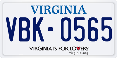 VA license plate VBK0565