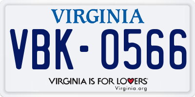 VA license plate VBK0566