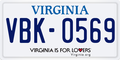 VA license plate VBK0569