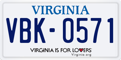 VA license plate VBK0571