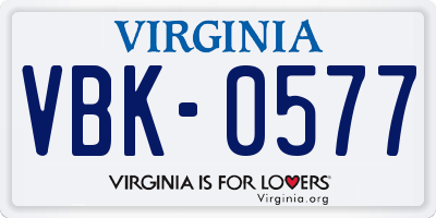 VA license plate VBK0577