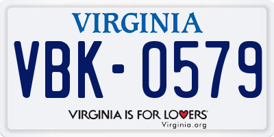 VA license plate VBK0579