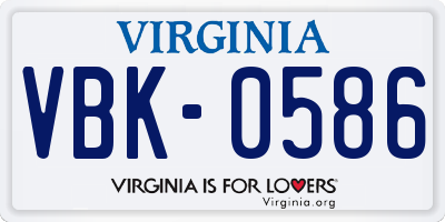 VA license plate VBK0586