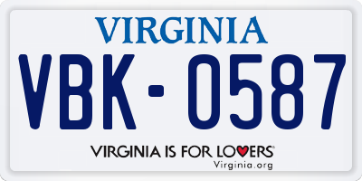 VA license plate VBK0587