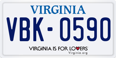 VA license plate VBK0590