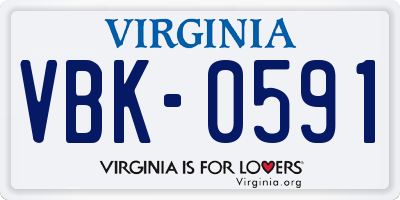 VA license plate VBK0591