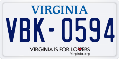 VA license plate VBK0594
