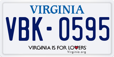 VA license plate VBK0595