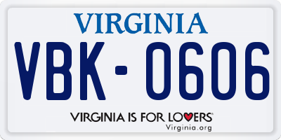 VA license plate VBK0606