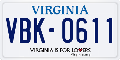 VA license plate VBK0611