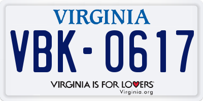 VA license plate VBK0617
