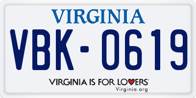 VA license plate VBK0619
