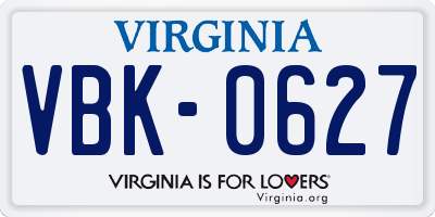 VA license plate VBK0627